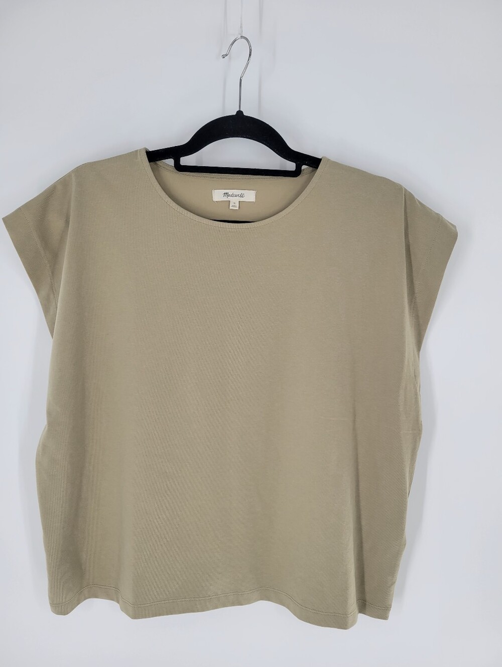 Madewell Short-Sleeve Relaxed Tank Top in Olive Size M